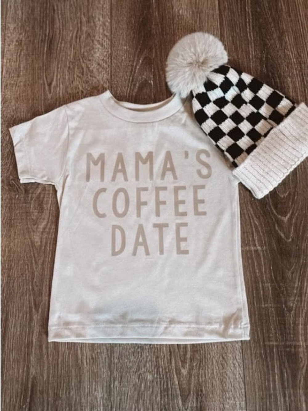 Mama's Coffee Date Graphic Tee - Cream Text on White